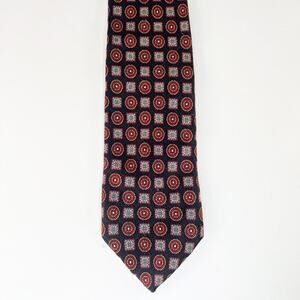 Robert Talbott Geometric Print Mens Neck Tie Navy Burgundy Red 100% Silk USA